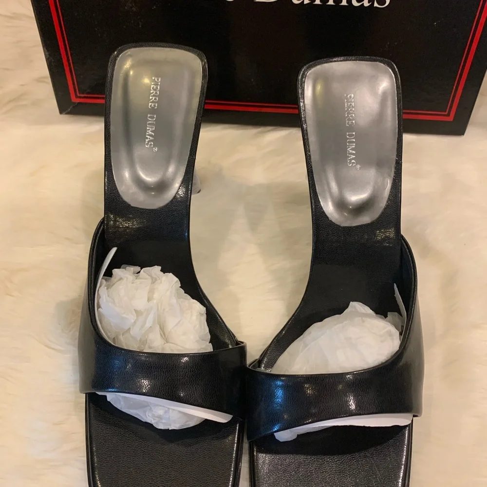 Pierre Dumas high heel black slide, NEW sz 10